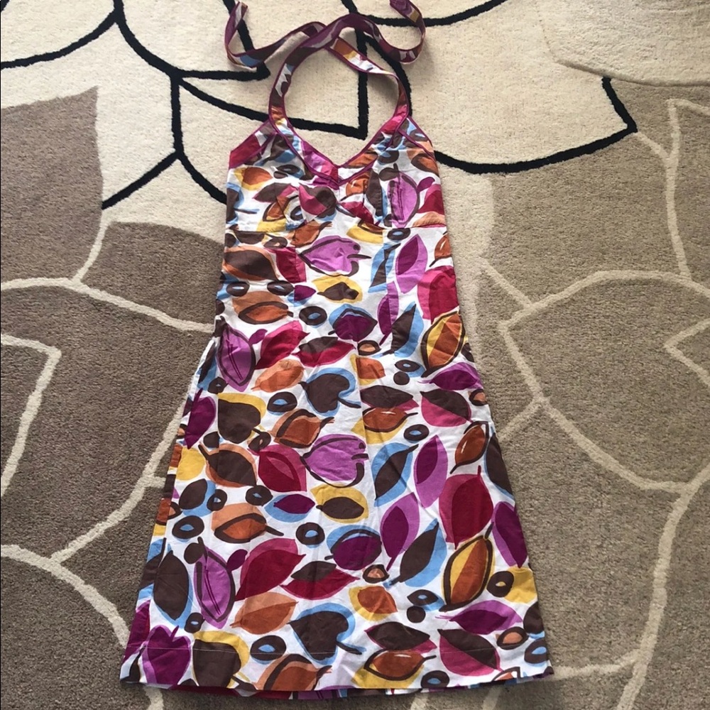 New Boden Leaf Print Halter Sundress 2
